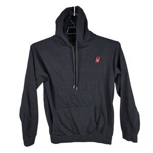 Mens Black Spyder Sleepwear Pullover Hoodie Sweatshirt Drawstring Cotton Blend L